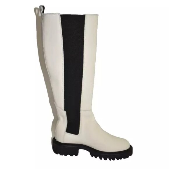 New! AllSaints Maeve Knee High Chelsea Boot White Leather 37 7 US DD429 - Picture 4 of 6
